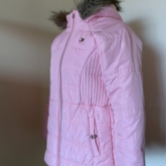 TOMMY HILFIGER PINK HOODED PARKA JACKET SIZE L 14/16 100% POLYESTER - Picture 2 of 14